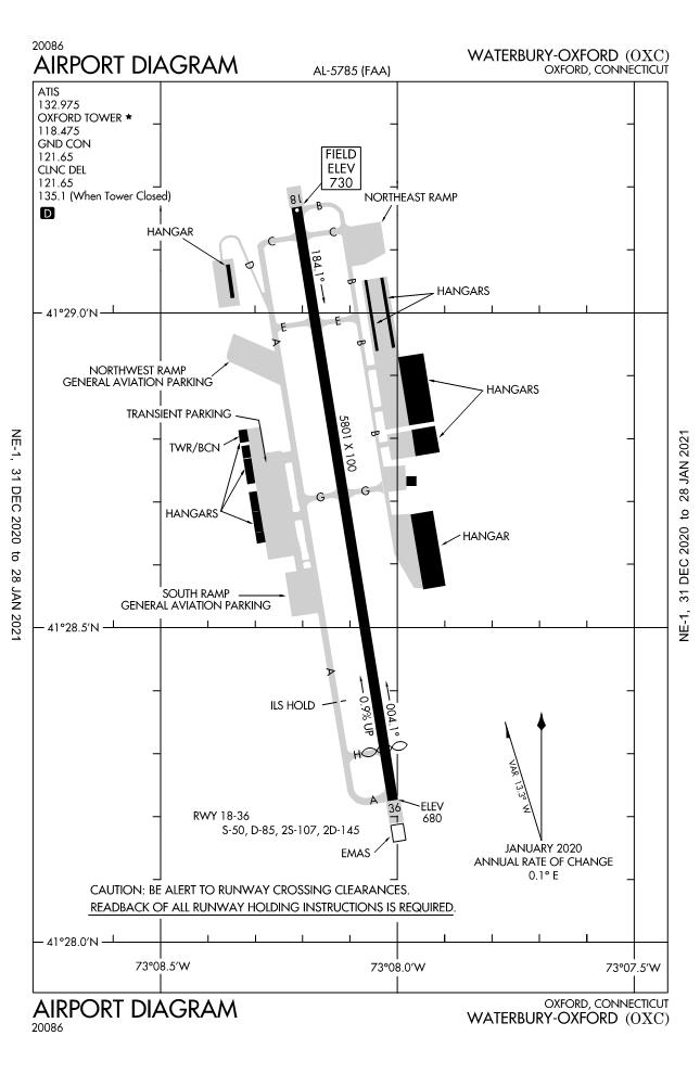 Diagram and Data of the Waterbury-Oxford Airport | CT Airport Authority